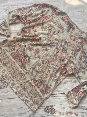 Gloria Vanderbilt Paisley Print Long Sleeve Top - Size Large Cottagecore